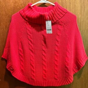 Carters Red Cable Knit Sweater Poncho (NWT)